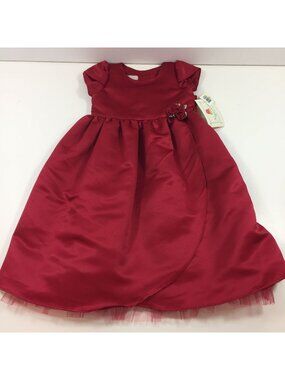 Marmellata Girl's Red Dress Rosette Tulle Underlay Fancy Party Holiday Size 4T